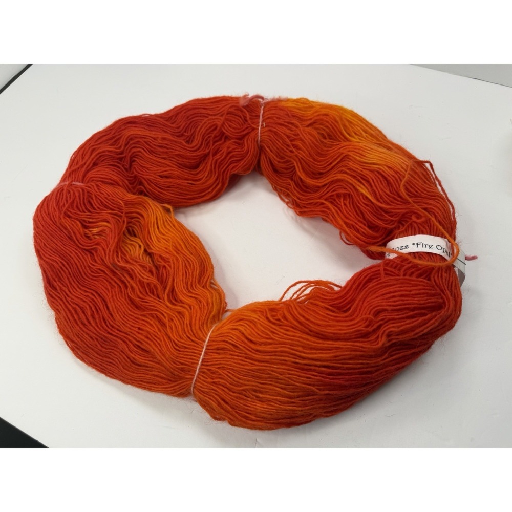 100% Soft Wool Acid Dyed Yarn Fire Opal Orange Red 6oz